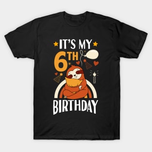 It's My 6th Birthday Sloth T-Shirt